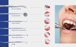 Di alta qualità 6 pezzi Kit igiene orale <span class=keywords><strong>Meta</strong></span> placca di rimozione denti strumenti per la pulizia dentale strumenti chirurgici - Product Image 4