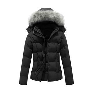 <b>Women</b> Hooded <b>Winter</b> Coat Quilted Thickened Puffer <b>Jacket</b> with Removable Faux Fur Hood <b>Warm</b> Waterproof Outerwear - Product Image 1