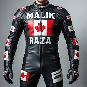 ชุดแข่งมอเตอร์ไซค์ลายธงแคนาดาออกแบบได้ตามต้องการขนาดสีโลโก้และใบเมเปิ้ลบนหนังวัวเกรดพรีเมี่ยม - Product Image 1