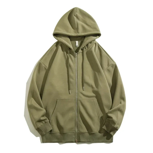 Sweat à capuche zippé unisexe en molleton délavé style streetwear, vente en gros, offre spéciale - Product Image 2