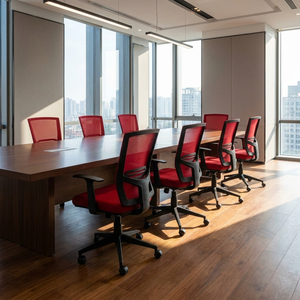 New Orleans Red Modern Style Mesh Task Office <b>Chair</b> Adjustable Headrest Ergonomic Swivel <b>Chair</b> Foam Fabric PP Aluminium PU - Product Image 3