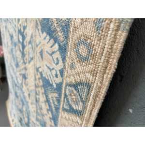 Alfombra de 4.5x6.4 pies, Alfombra Turca Vintage, Alfombra de Lana con Rayas Azules - Product Image 3