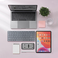 Vente chaude ultra-mince portable en alliage d'aluminium anodisé sablé clavier BT sans fil pour Mac PC iPhone iPad IOS Android