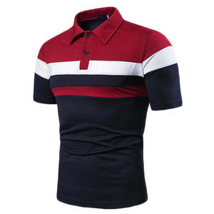 Venta al por mayor Color Patchwork diseño verano hombres Casual solapa manga corta algodón camiseta Golf Polo hombres rayas Polo - Product Image 5