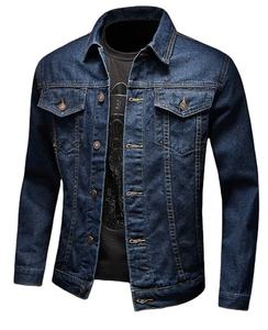 <b>100</b>% Cotton Mens Denim Jacket Custom Made Classic Style Long Sleeve Washed Blue Denim Outerwear - Product Image 5