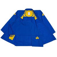 Gi BJJ Biru Ringan untuk Kompetisi 380 GSM Pearl Weave 100% Katun Tahan Lama Cepat Kering Bernapas Bordir Logo Kustom OEM