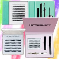 Kit de pestañas postizas hechas a mano con puntas, pestañas inferiores gruesas y largas de 8-18 mm, pelo sintético, 12 filas