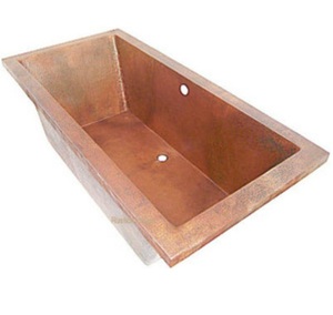 Baignoire en cuivre martelé au design moderne pour la maison, les hôtels et les restaurants – Luxe, faite à la main, à encastrer, avec drain central pour salle de bain - Product Image 1