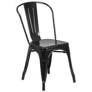 Contemporary Black <b>Metal</b> Dining <b>Chair</b> for Home Stylish Furniture - Product Image 2