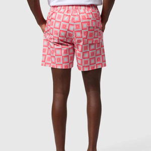 Custom <b>Pink</b> Solid 100% Polyester Lightweight Quick Dry Breathable Eco-Friendly Summer Swim Trunks for <b>Men</b> Elastic Waist Surf - Product Image 3