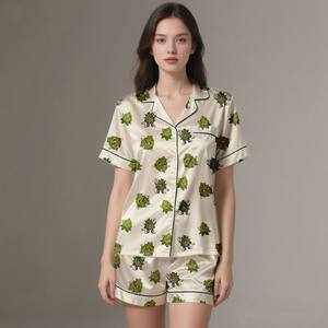 Soft Touch <b>Silk</b> Satin Breathable Luxury <b>Pajamas</b> Set <b>for</b> <b>Women</b> Summer Spring Long Sleeve - Product Image 2