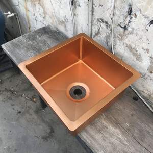 Antique Style Copper <b>Kitchen</b> <b>Sink</b> With Decorative Edging And Rustic Hammered Texture <b>For</b> Elegant <b>Kitchens</b> - Product Image 3