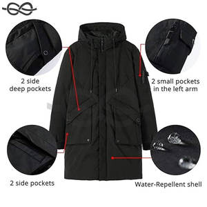 Manteaux d'hiver pour hommes Parkas épaisses imperméables coupe-vent avec longue veste rembourrée à capuche par temps froid extrême - Product Image 3
