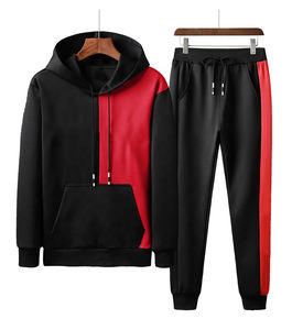 Survêtement d'entraînement pour hommes, Logo personnalisé, bloc de couleurs, coupe ample, ensemble de 2 pièces - Product Image 1