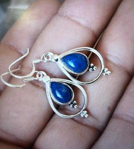 Boucles d'oreilles en argent sterling 925 avec lapis-lazuli, faites à la main, magnifiques boucles d'oreilles pour femmes. - Product Image 2