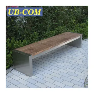 Wholesale Park Stainless Steel Frame UB-AWB073WS Garden Art Wooden Sitting Bench