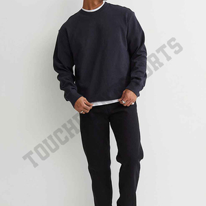 Sudadera lisa de algodón y poliéster para hombre, camisa de manga larga con cuello redondo - Product Image 3