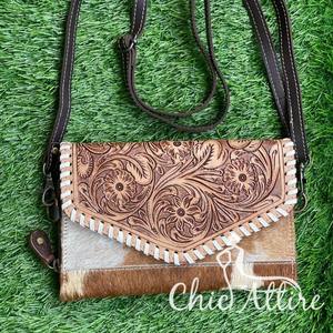 Haute qualité en cuir repoussé à la main sac à bandoulière portefeuille en peau de vache portefeuille en cuir fait à la main femmes téléphone porte-carte Boho sac à main - Product Image 1