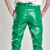 Pantalon en cuir pour homme avec logo personnalisé, service OEM, décontracté, couleur unie, léger, taille mi-haute, délavage foncé, respirant, haute qualité