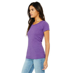Camiseta de manga corta de Triblend para mujer, camiseta 50% poliéster 25% Airlume peinado y anillo de algodón 25% rayón 40 individual 3,8 oz púrpura - Product Image 2