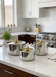 Ready to Ship Cookware Set Cooking Pots Stainless Steel Casserole Pot With <b>Lid</b> Wholesale Kitchen Party Wedding Deco Casserole - Product Image 4