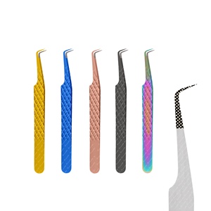 Pince à épiler japonaise en acier inoxydable pour extension de faux cils, outils professionnels de greffe de cils avec pointe en fibre de logo personnalisé - Product Image 2