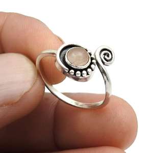 Factory Price Women Silver <b>Ring</b> <b>Crafted</b> From 925 Sterling Silver Bohemian <b>Rings</b> Studded With Round Cut Rose Quartz Gemstone - Product Image 2