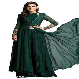 Ensemble Salwar Kameez indien pakistanais en soie et lin pour femmes, tendance, imprimé gaufré, haute qualité - Product Image 1