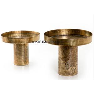 ถาดเสิร์ฟโลหะชุบทองเกรดสูงดีไซน์แบบโบราณทำจากฐานโลหะทรงกลมดูดี - Product Image 5