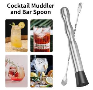 Premium Stainless Steel Cocktail Muddler and Stirrer Set Durable Bar Tools with Non Slip Base for Perfect Mixing and Craft Drink - Product Image 3