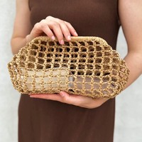 HEISSE TREND-ITEMS 2026: Stroh-Raffia-Netz-Clutch-Tasche, gewebte Netz-Sommer-Clutch aus Vietnam