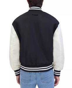 Chaqueta Universitaria al por Mayor OEM, Estilo Urbano, Personalizada, Transpirable, de Cuero Tejido, con Botones, a la Moda - Product Image 4