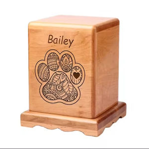 Wood Pet Urn <b>For</b> <b>Ashes</b> Dog Cat <b>Box</b> Personalized Cremation Casket Engraved Bespoke Small Medium Large - Product Image 1