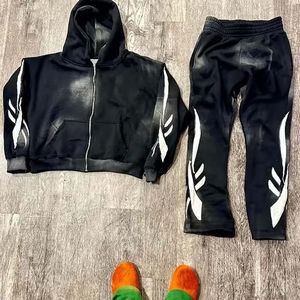 Vente en gros de vêtements de rue nouveau design de survêtements évasés pour hommes meilleure vente à chaud impression bouffante personnalisée broderie à capuche dégradée - Product Image 1