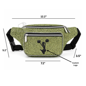Glitter PU Customized Fanny Pack Cheer Embroidered Waist Bag Durable Sports Belt Bag with <b>Adjustable</b> <b>Strap</b> For Cheerleaders - Product Image 4