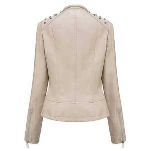 เสื้อแจ็กเก็ตหนังแฟชั่นสำหรับผู้หญิงขายดีเสื้อแจ็กเก็ตทำจากผ้าฝ้ายถักสำหรับนักปั่นโลโก้ตามต้องการ - Product Image 3