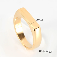 Trendige Minimalistische Mode Schlichte Siegelringe aus Edelstahl mit Goldplattierung für Damen