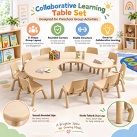 Table et chaises d'activités Montessori en bois pour enfants, table d'apprentissage courbée pour groupes, mobilier pour maternelle, garderie, crèche, salle de classe