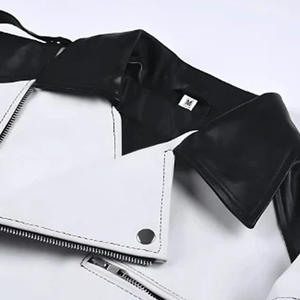 Men's Biker Style White & Black Genuine Leather Racing Motorbike Jacket CE Armours Protected Dual Tone Motorcycle Jacket For Men - Product Image 4