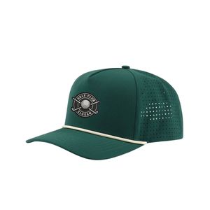 Custom Rubber Logo Breathable Rope Golf Hat with Laser Cut Holes Curved Brim Quick Dry Waterproof <b>Snapback</b> <b>Cap</b> Unisex - Product Image 1