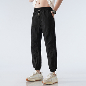 Pantalon en soie de glace à 9 points polyvalent pour hommes pour l'été Séchage rapide Pantalon de sport Hip Hop en nylon ample Mode décontractée pour jeunes - Product Image 2