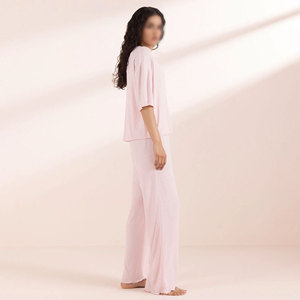 Ensemble pyjama sexy pour femme, col en V, respirant, thermique, avec taille élastique, couleur unie, pour l'hiver 2026 - Product Image 5