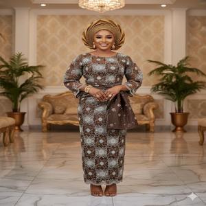 High Quality Trending Latest Luxurious Nigerian Wedding Wear <b>Lace</b> Embroidery Floral Design Crystal Rhinestone <b>Lace</b> Fabric - Product Image 1