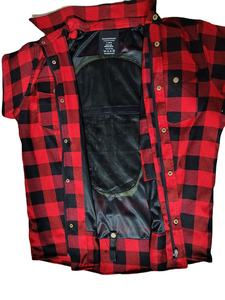 Biker Racing Shirt Green And Black Plaid Kevlar Lining Mesh Fabric With Shoulder Elbow <b>Back</b> Padding Brass Zipper - Product Image 4