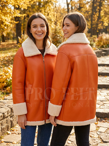 Chaqueta de Piel Auténtica para Mujer, Chaqueta de Invierno Cálida con Cierre Frontal, Abrigo Informal con Cuello de Piel Sintética, Chaquetas de Cuero de Manga Larga - Product Image 4