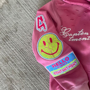 เสื้อมีฮู้ดซิปสำหรับผู้ชายปรับแต่งได้ปรับแต่งได้แฟชั่นผ้าปะเย็บปะปักสีลายปะ100% ผ้าฝ้าย OEM - Product Image 5