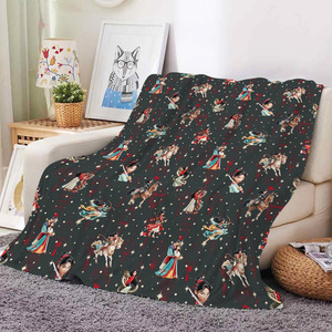 Couverture en flanelle super douce, design <span class=keywords><strong>personnalisé</strong></span> rose et violet sur le thème des princesses, sans minimum de commande, pour canapé. - Product Image 5