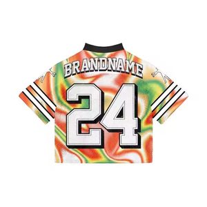 Uniforme de football brodé vêtements de football logo d'équipe maille surdimensionnée Boxy Fit chemises de sport recadrées maillot américain - Product Image 2