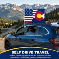 Drapeau de fenêtre de voiture USA Colorado 12x18 pouces avec poteau en plastique à clip sécurisé, idéal pour défilés patriotiques, événements, vente en gros, en polyester
