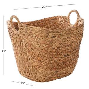 Panier en jacinthe d'eau tissé à la main avec bord incliné, panier de rangement fait à la main, vente en gros, écologique, fabriqué par VgreenArt au Vietnam - Product Image 2